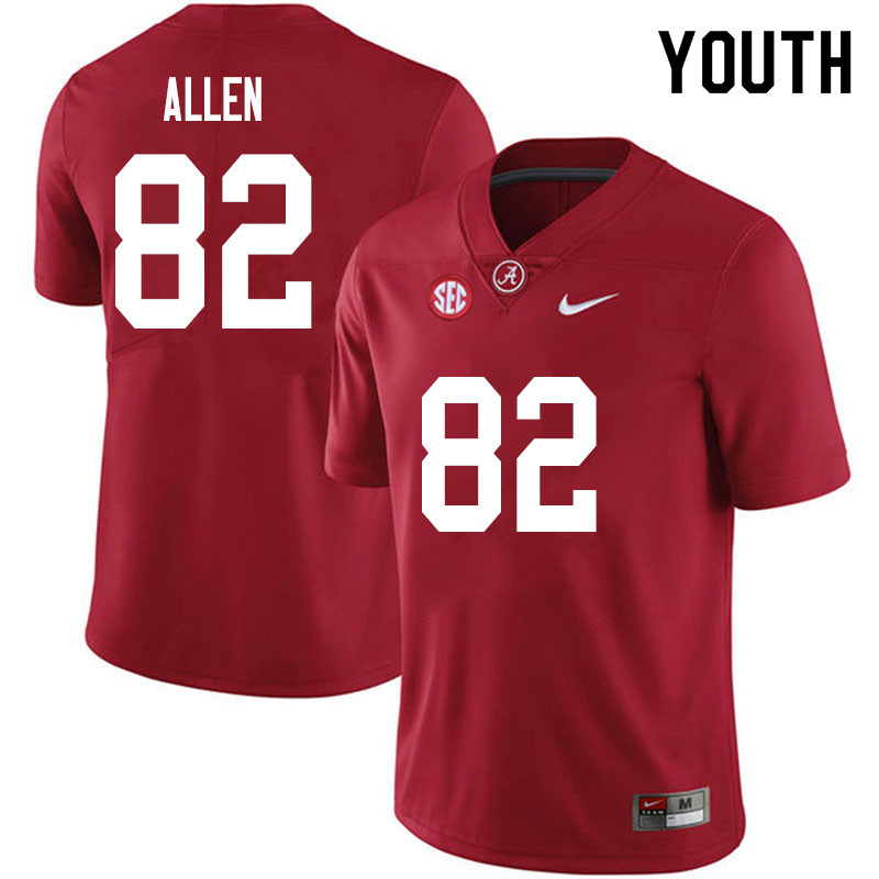 Alabama Crimson Tide Youth Chase Allen #82 Crimson NCAA Nike Authentic Stitched 2020 College Football Jersey VJ16G67PH